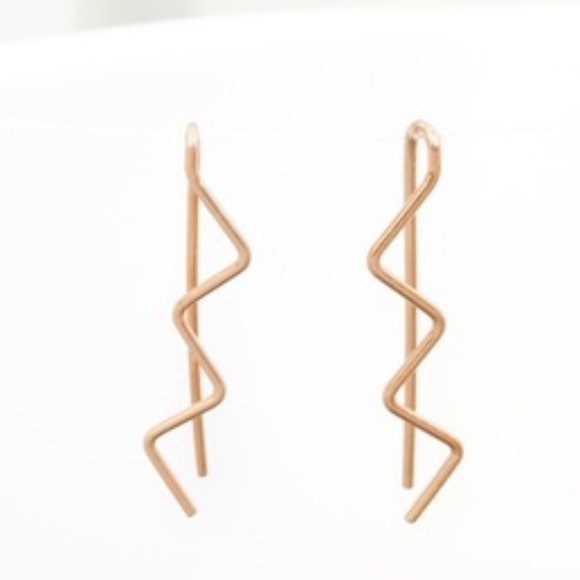 Chevron zig zag threader earrings Silver Gold Rose - Picture 3 of 6